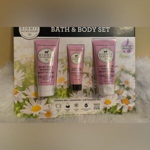 DIONIS 3piece goat milk bath, and body lavender blossom set NWT (5 Oz. Total)